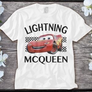 Disney Cars Lightning McQueen Finish Graphic T-Shirt Unisex Adult T-shirt